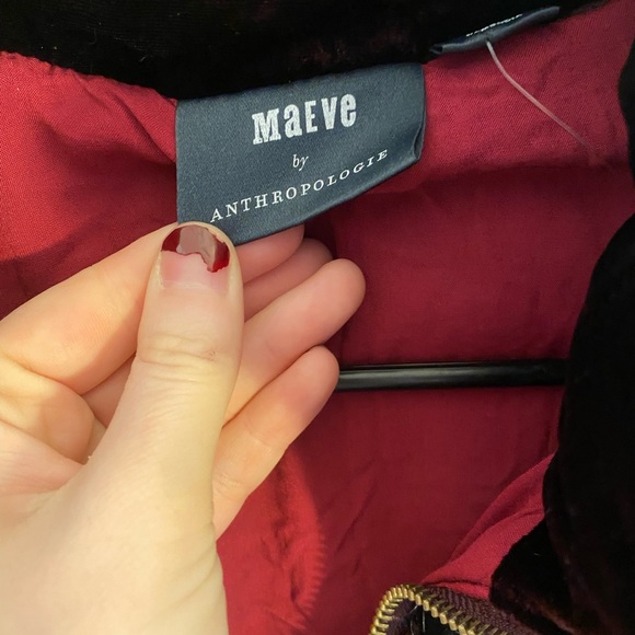 •Anthropologie• Maeve Velvet Sequined Purple Coat - Picture 3 of 6